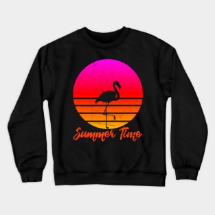 Summer-Time Flamingo Sunset Beach Crewneck Sweatshirt